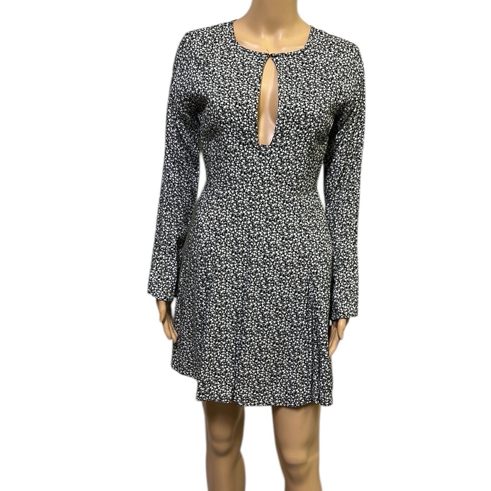 Gianni Bini Rayon Floral Long Slit Cuff Lined Keyhole Lightweight Dress Small